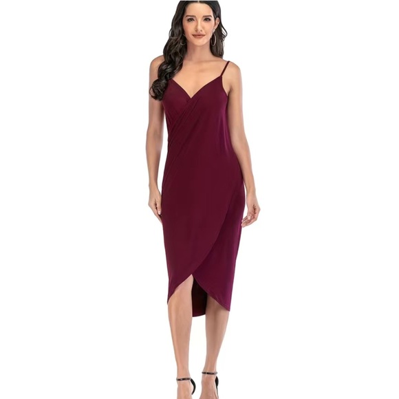 Sexy Wine Red Sling Wrap Maxi Dress Beach Coverup - Picture 2 of 14
